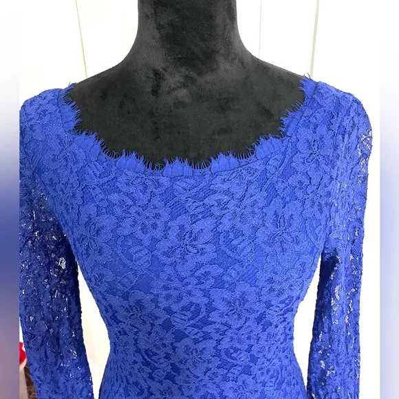 Diane Von Furstenberg DvF Zarita Cobalt Blue Lace Dress sz 6 - Picture 8 of 16